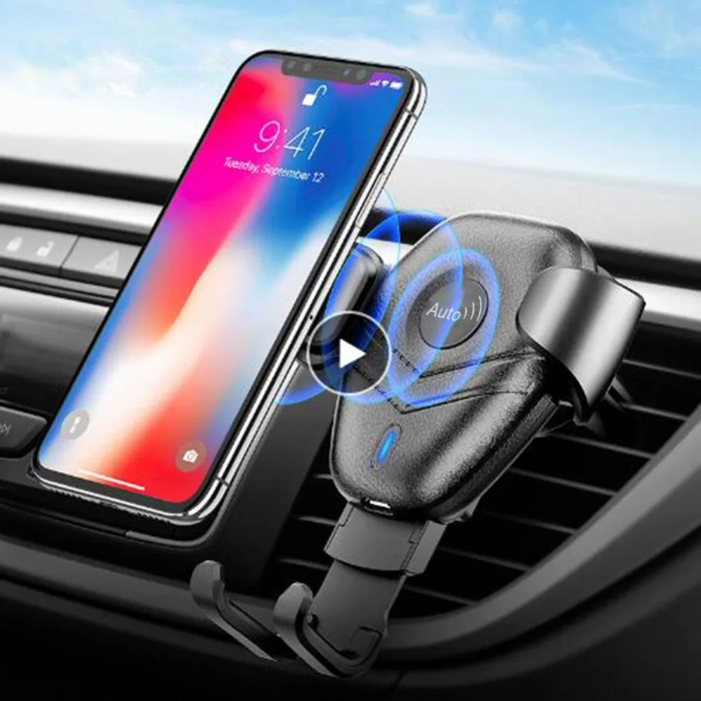 Qi Smart Беспроводной автомобиля Зарядное устройство для IPhone Xs X 8 10 Вт Быстрый