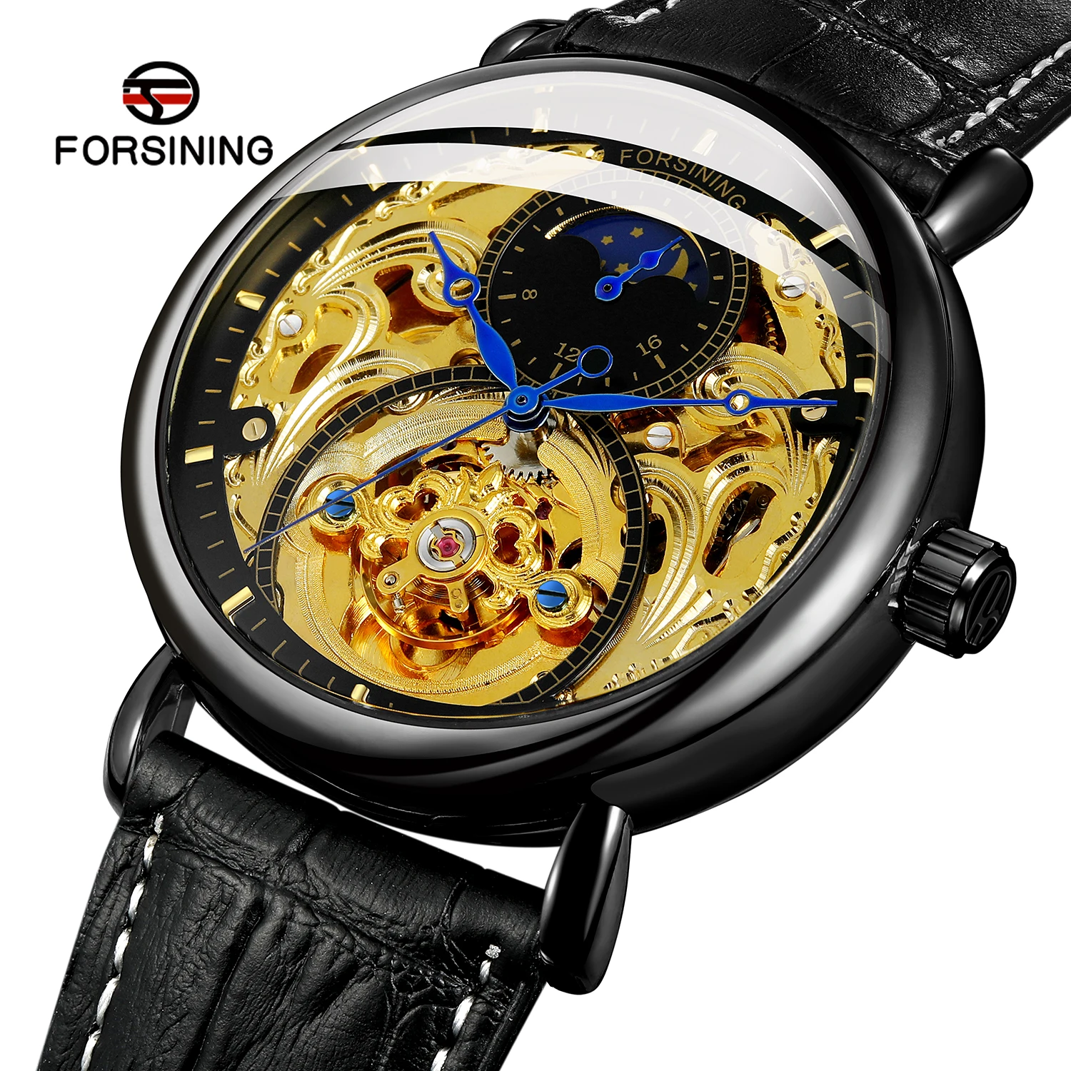 Forsining Top Brand Automatic Mechanical Business Watch Mens Clock Golden Moon Phase Leather Wrist Watches Relogio Masculino
Forsining Top Brand Automatic Mechanical Business Watch Mens Clock Golden Moon Phase Leather Wrist Watches Relogio Masculino