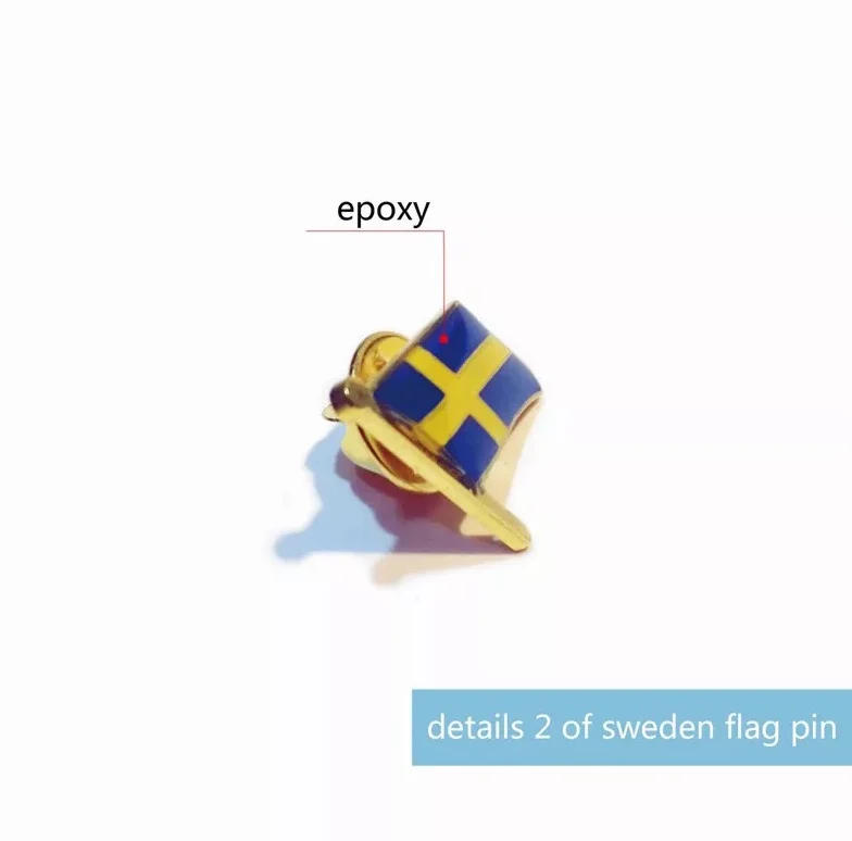 Manufacturers direct sales of the Swedish flag brooch iron bow paint badge clothing collar pin
Manufacturers direct sales of the Swedish flag brooch iron bow paint badge clothing collar pin