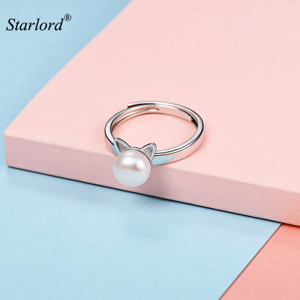 Silver Freshwater Pearl Ring Cat Ears Ring 925 Sterling Silver Adjustable Cute Kitty Ring Gift For Women R6008B
Silver Freshwater Pearl Ring Cat Ears Ring 925 Sterling Silver Adjustable Cute Kitty Ring Gift For Women R6008B