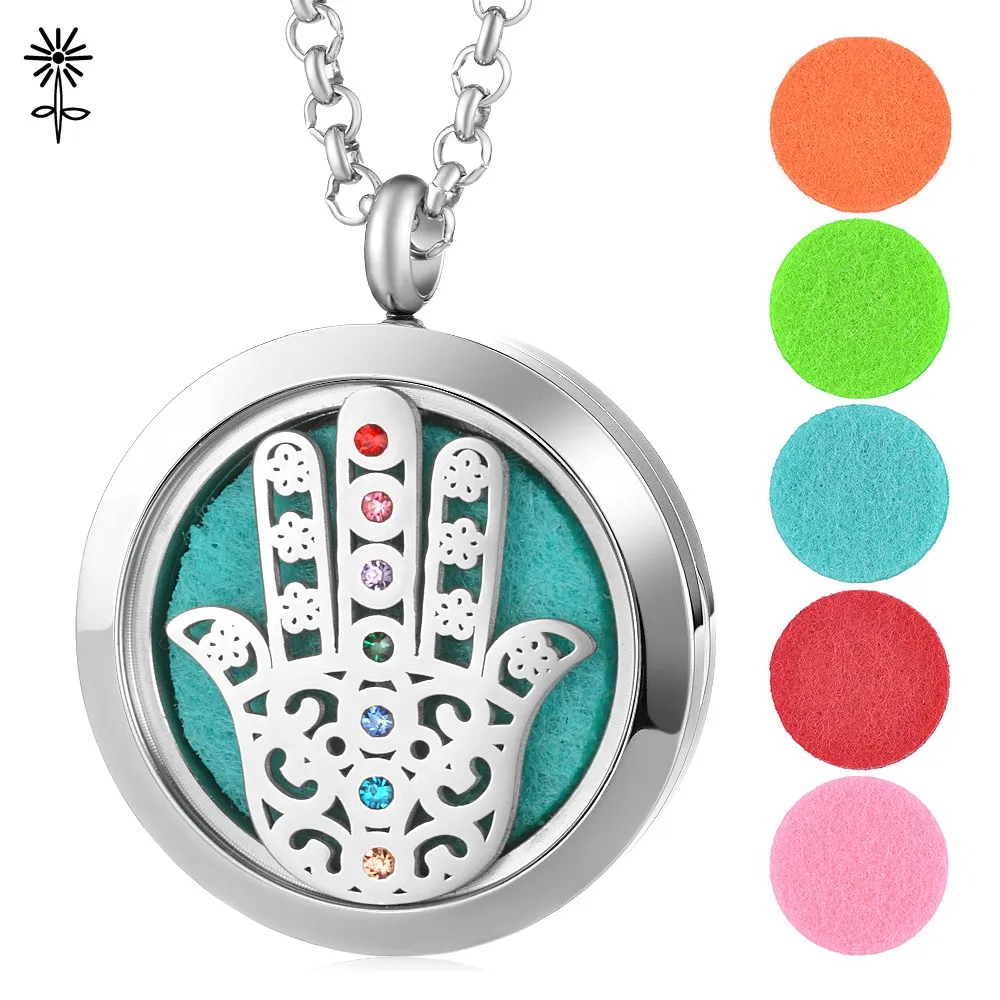 316L Surgical Stainless Steel Hollow Crystal Hamsa Hand Aromatherapy Essential Oil Diffuser Charm Necklace Locket Pendant VA-841
316L Surgical Stainless Steel Hollow Crystal Hamsa Hand Aromatherapy Essential Oil Diffuser Charm Necklace Locket Pendant VA-841