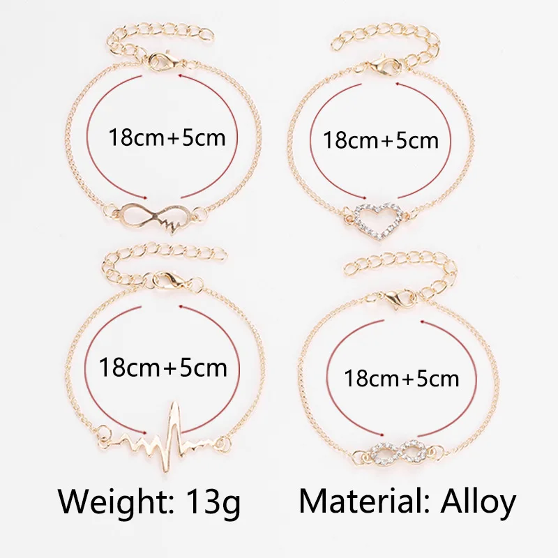 LEADERBEADS Simple Gold Crystal Love Heart Electrocardiogram Design Bracelet Set Women's 4pcs/Set Alloy Bangles Birthday Gift
LEADERBEADS Simple Gold Crystal Love Heart Electrocardiogram Design Bracelet Set Women's 4pcs/Set Alloy Bangles Birthday Gift