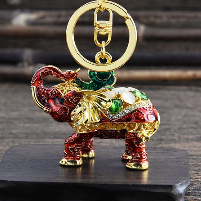 Эмалированный металлический брелок для ключей Lucky Elephant женский на кошелек сумка