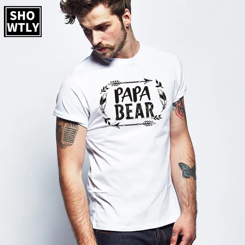 Showtly Papa Bear Футболка с круглым вырезом объявление беременности дедушка и