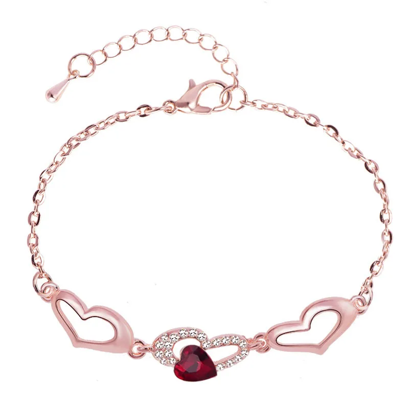 BGG New Design Heart Pendant Women Bracelet Fashion Rose Gold Stainless Ladies Bangles Bracelets Crystal Jewelry Feminino | Украшения и