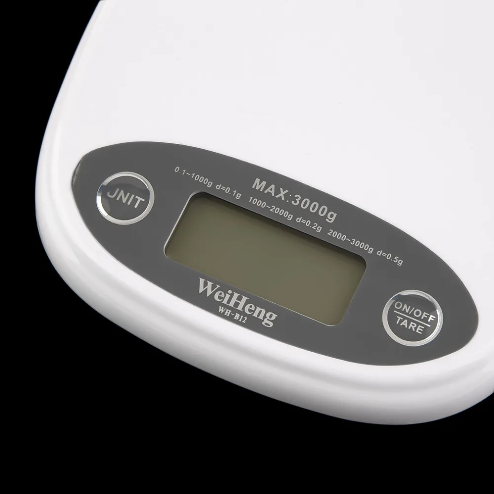 Белый тонкий ЖК электронный кухонный 3 кг/0 5 цифровые весы пищевая диета