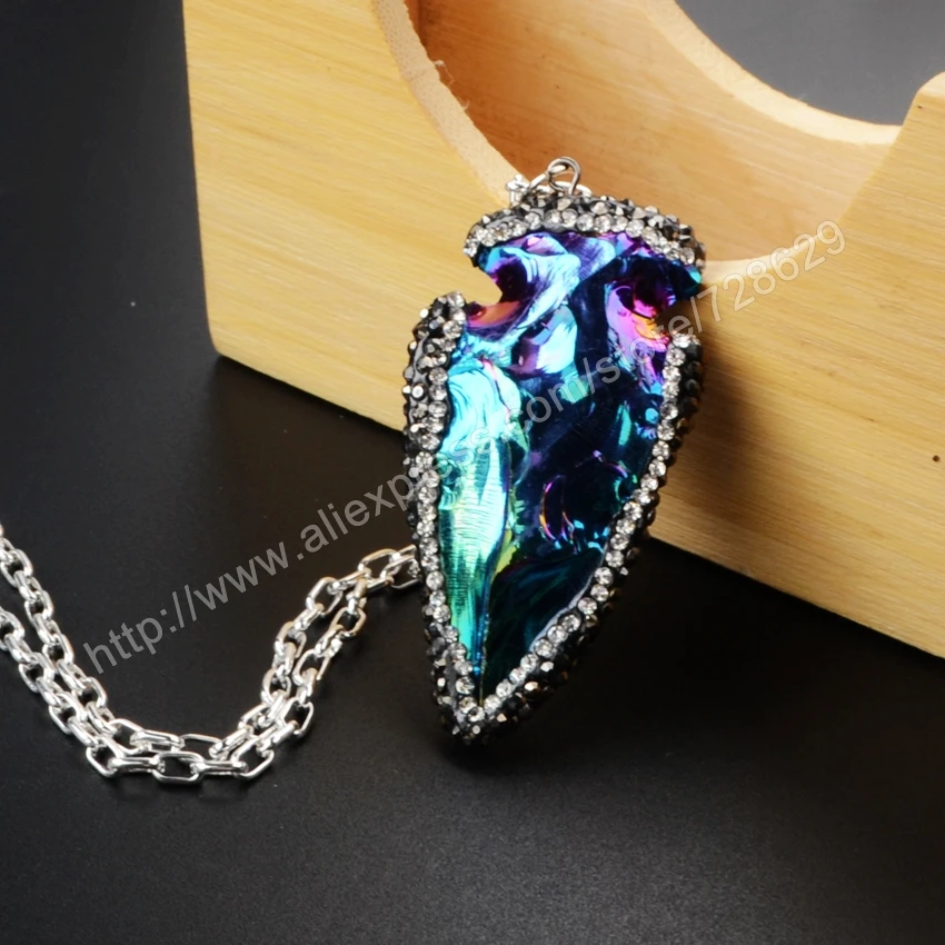 BOROSA 30" Crystal Rhinestone Paved Gun Black Zircons Flower Arrowhead Titanium Dark Blue Gems Necklace Boho Jewelry JAB489
BOROSA 30" Crystal Rhinestone Paved Gun Black Zircons Flower Arrowhead Titanium Dark Blue Gems Necklace Boho Jewelry JAB489