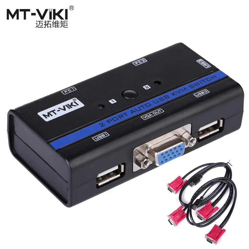 MT Вики 2 Порта VGA USB KVM Переключатель Клавиша Выбора Автоматического Сканирования