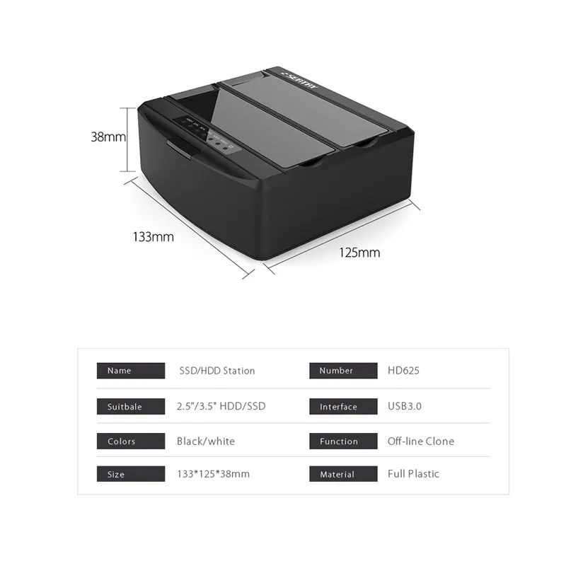 Full plastic Sata III to USB3.0 6Gbps 2.5"/3.5" SSD/HDD hard disk docking station support clone function for Laptop Mac desktop
Full plastic Sata III to USB3.0 6Gbps 2.5"/3.5" SSD/HDD hard disk docking station support clone function for Laptop Mac desktop
