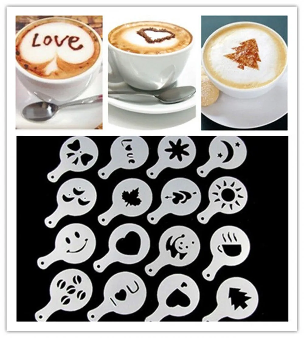 16pcs/set Coffee Printing Flower Mold Latte Coffee Cappuccino Mold Coffee Cake Decoration Cake Plastic Mold Template
16pcs/set Coffee Printing Flower Mold Latte Coffee Cappuccino Mold Coffee Cake Decoration Cake Plastic Mold Template
