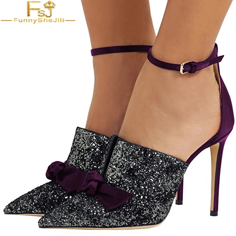 Women Sexy Stiletto High Heel Ankle Strap Mule D'Orsay Pointed Toe Pumps Shoes Bows Sequined Cloth Butterfiy Knot Patchwork FSJ
Women Sexy Stiletto High Heel Ankle Strap Mule D'Orsay Pointed Toe Pumps Shoes Bows Sequined Cloth Butterfiy Knot Patchwork FSJ