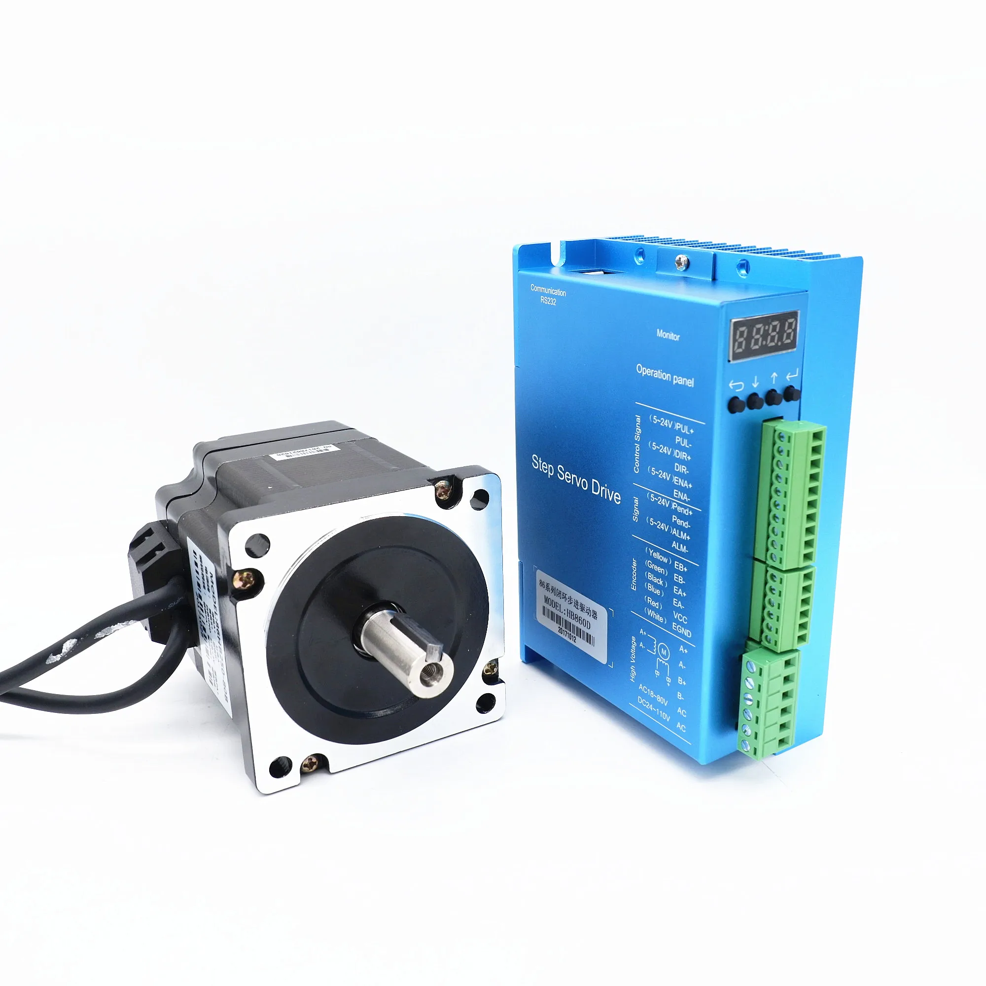 Closed-loop Step Motor 86HB250-80B Servo Motor 4.5N.m Nema 34 86 Hybird closed loop 2-phase stepper motor driver HB860D for CNC
Closed-loop Step Motor 86HB250-80B Servo Motor 4.5N.m Nema 34 86 Hybird closed loop 2-phase stepper motor driver HB860D for CNC