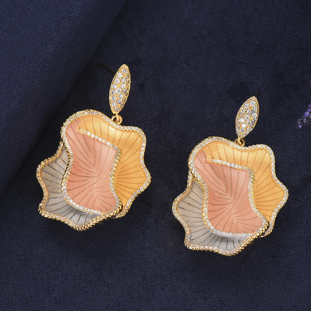 27*42 MM Deluxe Geometric Shape Dangle Earrings Full Cubic Zirconia Inlaid Drop Fashion Jewelry boucle d'oreille femme | Украшения и