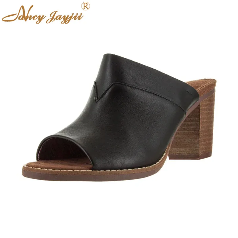 Nancyjayjii Black Solid Peep Toe Cork Chunky Heel Women Mules Vintage Outside Leather Slip on Female Slippers 2022 Summer
Nancyjayjii Black Solid Peep Toe Cork Chunky Heel Women Mules Vintage Outside Leather Slip on Female Slippers 2022 Summer