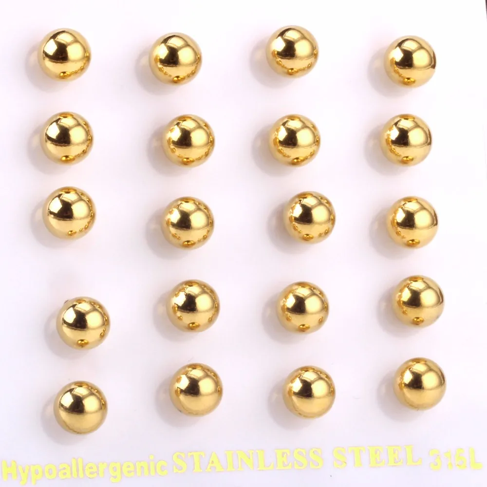 LUXUSTEEL Earrings Gold Color Round Ball Stainless Steel 3mm to 10mm Earrings Sets Brinco 2020 korean Jewelry Wholesale Party
LUXUSTEEL Earrings Gold Color Round Ball Stainless Steel 3mm to 10mm Earrings Sets Brinco 2020 korean Jewelry Wholesale Party