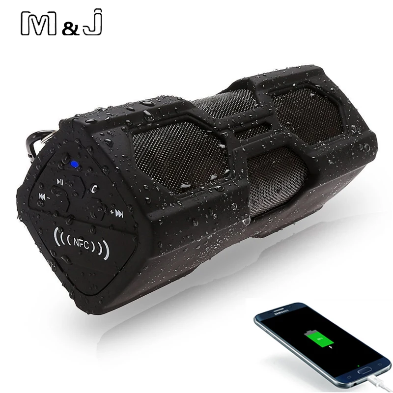 M & J NFC Водонепроницаемая Bluetooth колонка с поддержкой внешнего аккумулятора