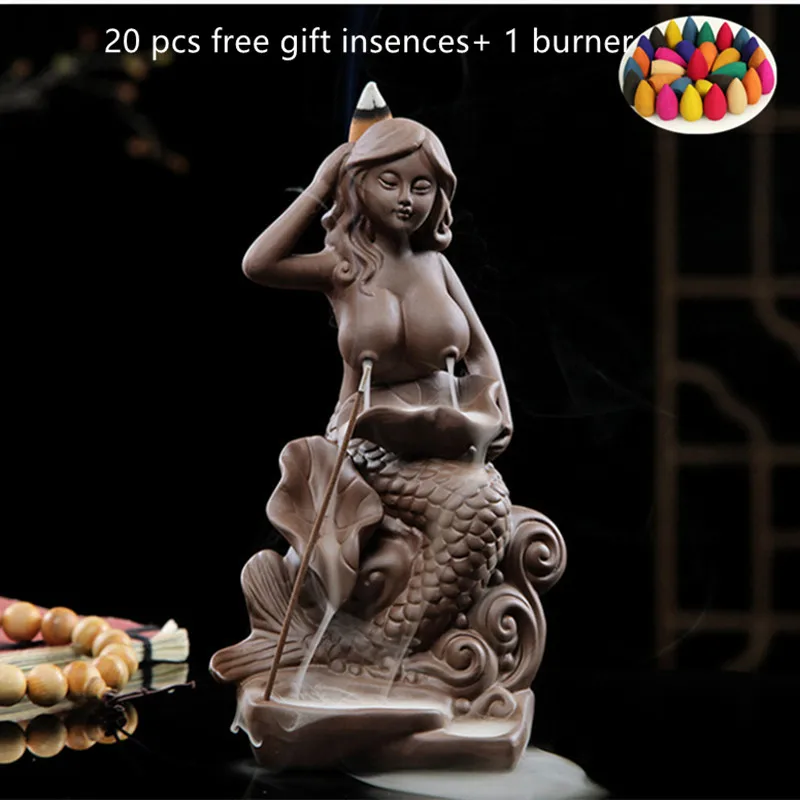 Mermaid backflow incense burner ceramic aroma burner river incense holder aromatic waterfall
Mermaid backflow incense burner ceramic aroma burner river incense holder aromatic waterfall