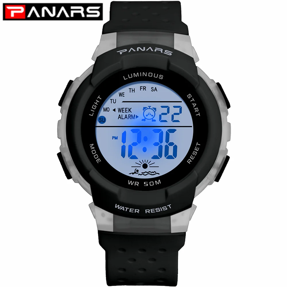 PANARS 2019 New Children Colorful 7 LED Night Lights Sports Digital Watches 50M Waterproof Wrist Watch Breathable for Kids
PANARS 2019 New Children Colorful 7 LED Night Lights Sports Digital Watches 50M Waterproof Wrist Watch Breathable for Kids