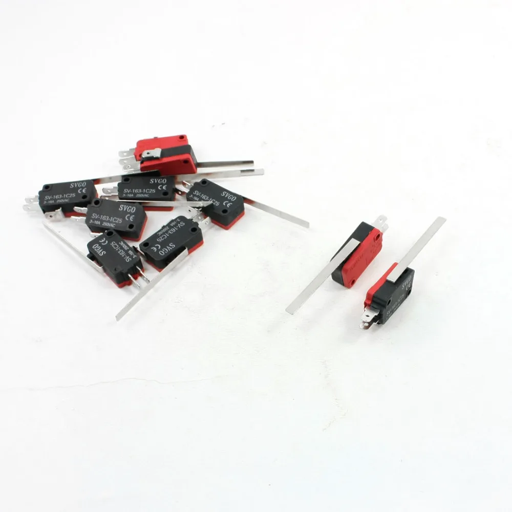 10 Pcs / Lots x Wholesale Retail SV-163-1C25 SPDT 1 NO 1 NC Long Straight Hinge Lever Arm Limit Micro Switch
10 Pcs / Lots x Wholesale Retail SV-163-1C25 SPDT 1 NO 1 NC Long Straight Hinge Lever Arm Limit Micro Switch