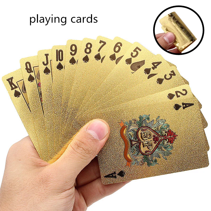 Золотой колода игральных карт Золотая фольга покер набор Magicard 24K золото