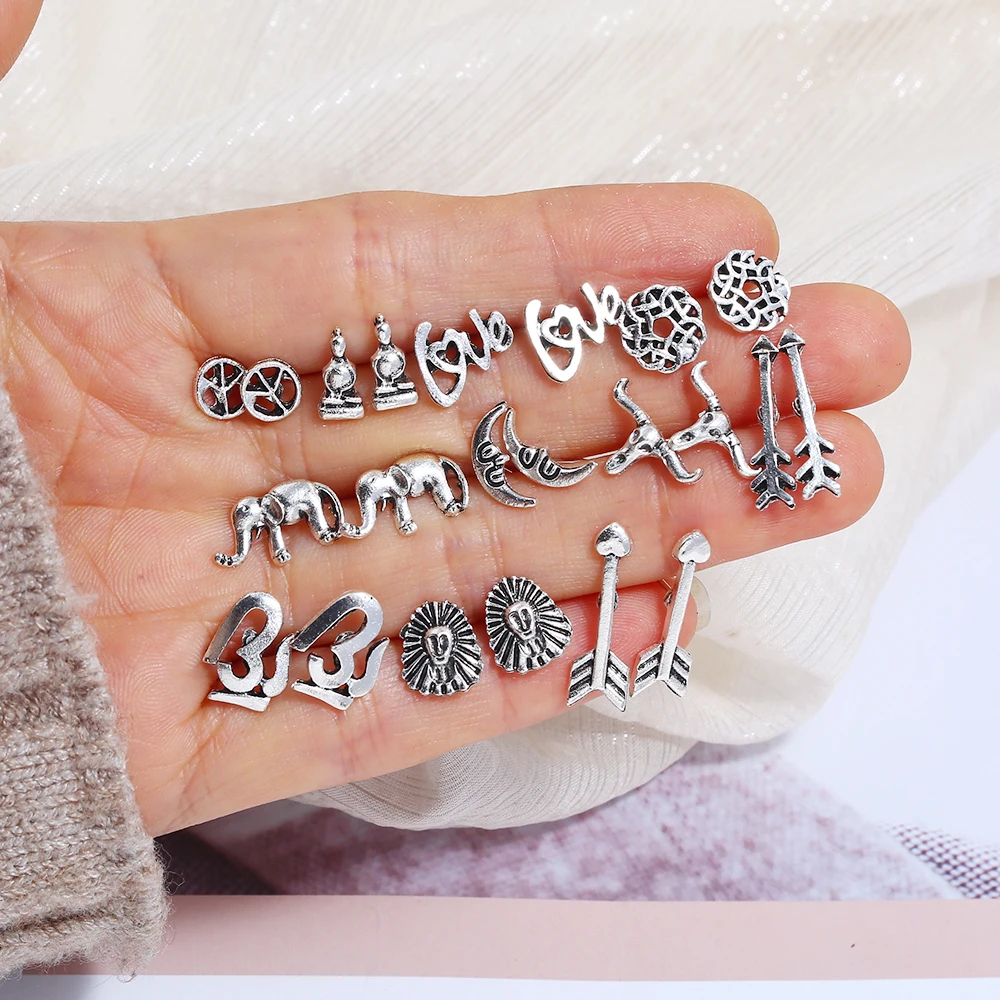 11Pairs /Set Boho Antient Silver Earrings Set Women Punk Stud Earrings Set Personality Party Earrings Ladies Clothing Jewelry
11Pairs /Set Boho Antient Silver Earrings Set Women Punk Stud Earrings Set Personality Party Earrings Ladies Clothing Jewelry