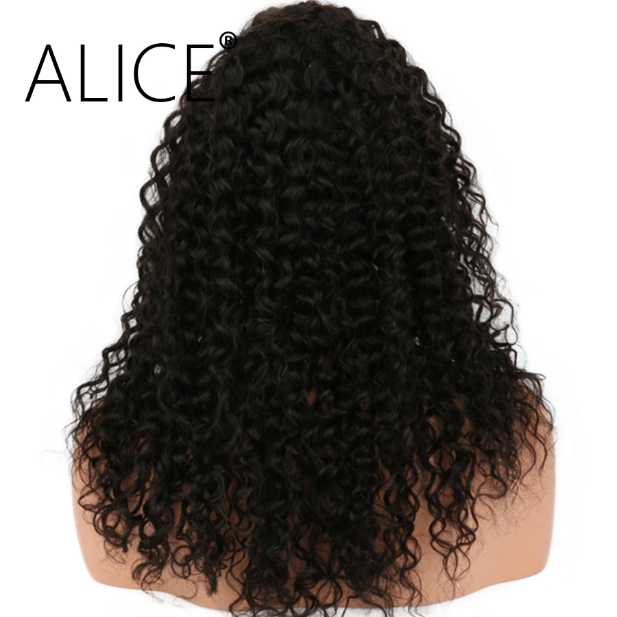 ALICE 13x4 Curly Lace Front Wigs With Baby Hair 130% Density Remy Pre Plucked Glueless Human Short | Шиньоны и парики
