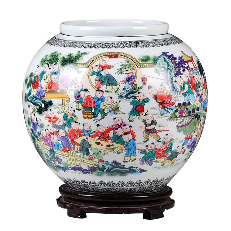 Jingdezhen Ceramics Hundred Children Playing Games Cylinder Vases Flower Receptacle Chinese crafts Sitting Room
Jingdezhen Ceramics Hundred Children Playing Games Cylinder Vases Flower Receptacle Chinese crafts Sitting Room