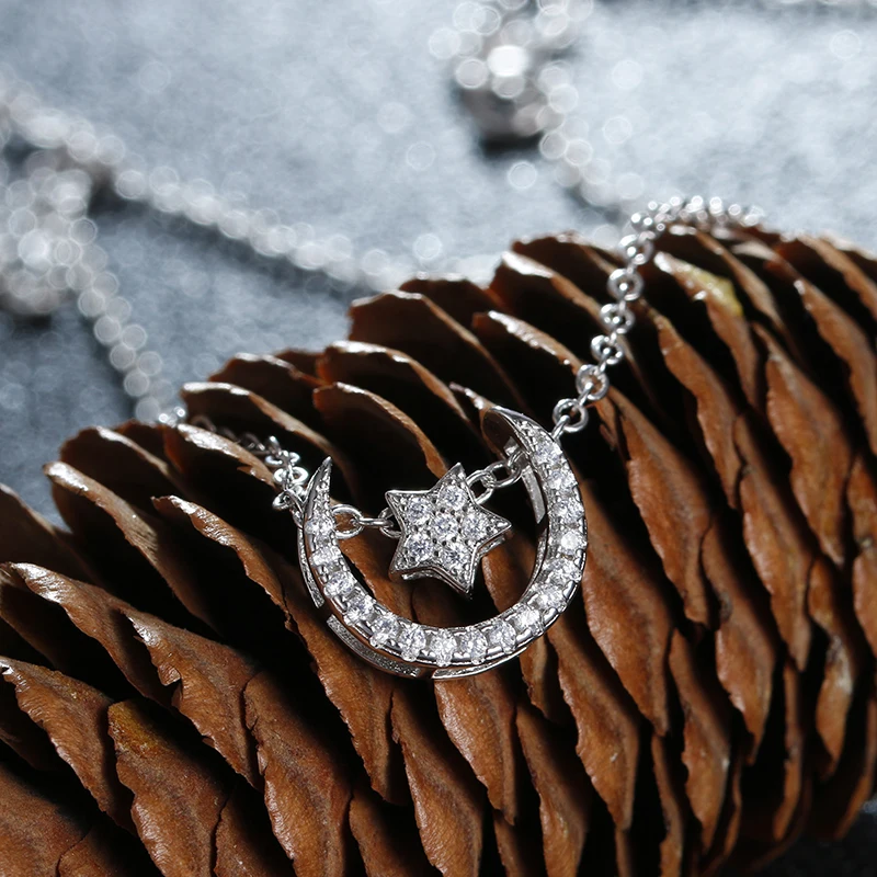 100% 925 sterling silver fashion moon & star shiny zircon ladies`pendant necklaces short chain lovers gift wholesale women
100% 925 sterling silver fashion moon & star shiny zircon ladies`pendant necklaces short chain lovers gift wholesale women
