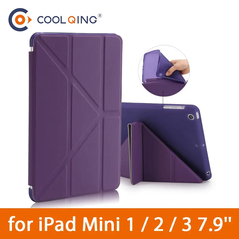 Мягкий чехол из ТПУ с Планшеты для iPad Mini 1/2/3 7 9 мульти сложенный Смарт + ПУ планшета