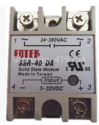 Твердотельные реле FOTEK SSR 40A, промышленные реле с защитным флагом, 1 шт., контроль постоянного тока (40A), переменный ток, 1 шт.
Твердотельные реле FOTEK SSR 40A, промышленные реле с защитным флагом, 1 шт., контроль постоянного тока (40A), переменный ток, 1 шт.