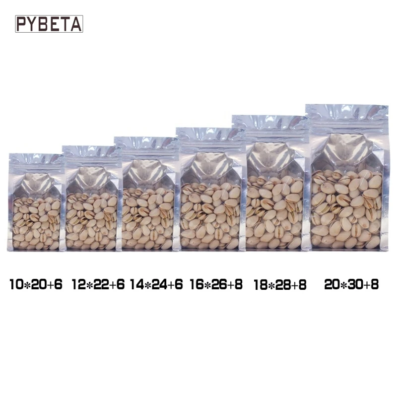 50pcs/lot- 6 sizes available Ziplock Clear front Aluminized back stand up pouch Side Gusset Bag for Powder Flour Food Pakcaging
50pcs/lot- 6 sizes available Ziplock Clear front Aluminized back stand up pouch Side Gusset Bag for Powder Flour Food Pakcaging
