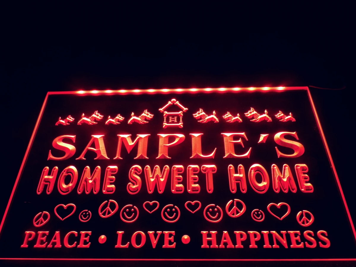 DZ061- Name Personalized Custom Home Sweet Home Scottie Peace Love Neon Sign hang sign home decor crafts
DZ061- Name Personalized Custom Home Sweet Home Scottie Peace Love Neon Sign hang sign home decor crafts