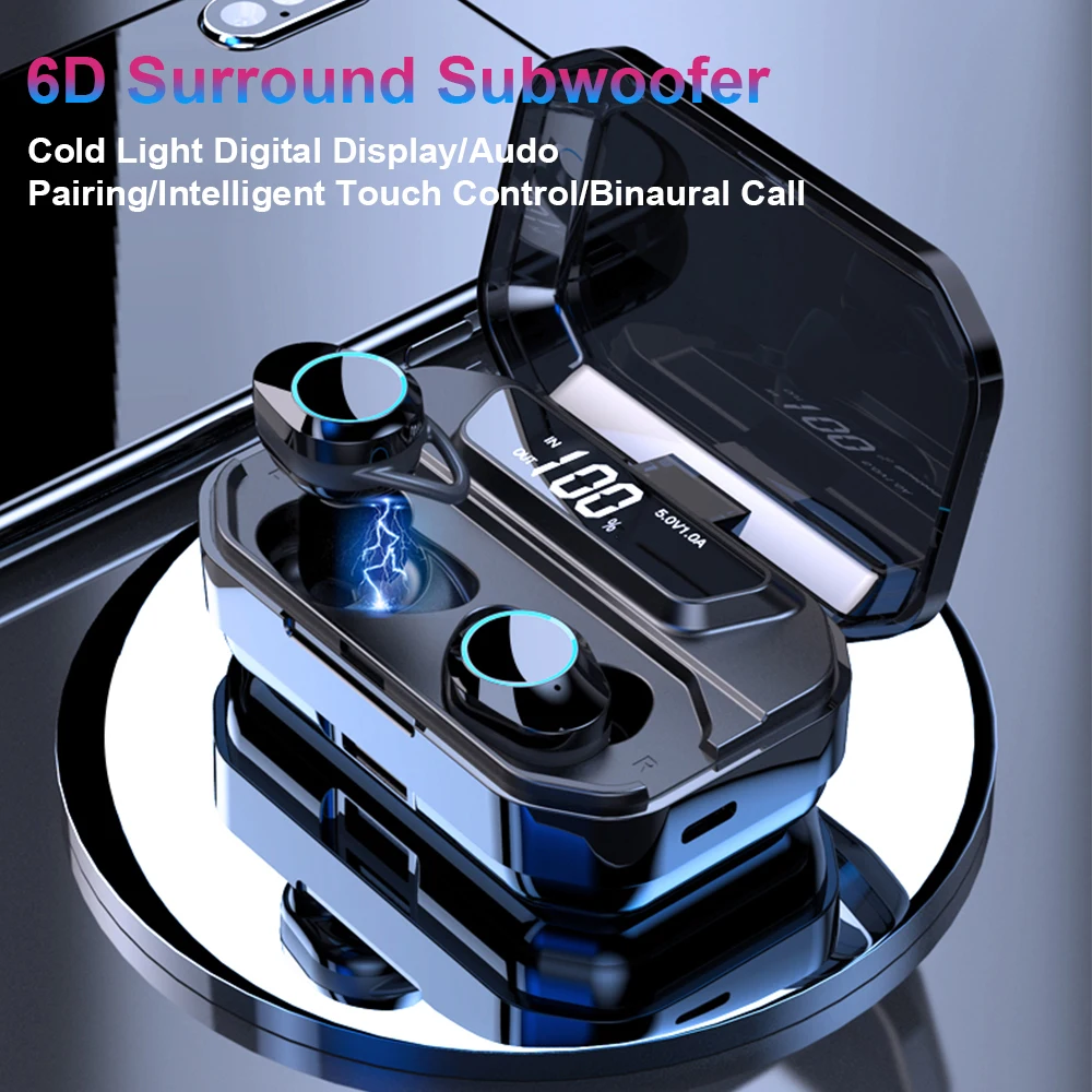 G02 TWS-Wireless BT5.0 Headphones Headsets In-Ear Sports Stereo Earphones Earbuds IPX6 Waterproof with 3300mAh Charging Box 
G02 TWS-Wireless BT5.0 Headphones Headsets In-Ear Sports Stereo Earphones Earbuds IPX6 Waterproof with 3300mAh Charging Box