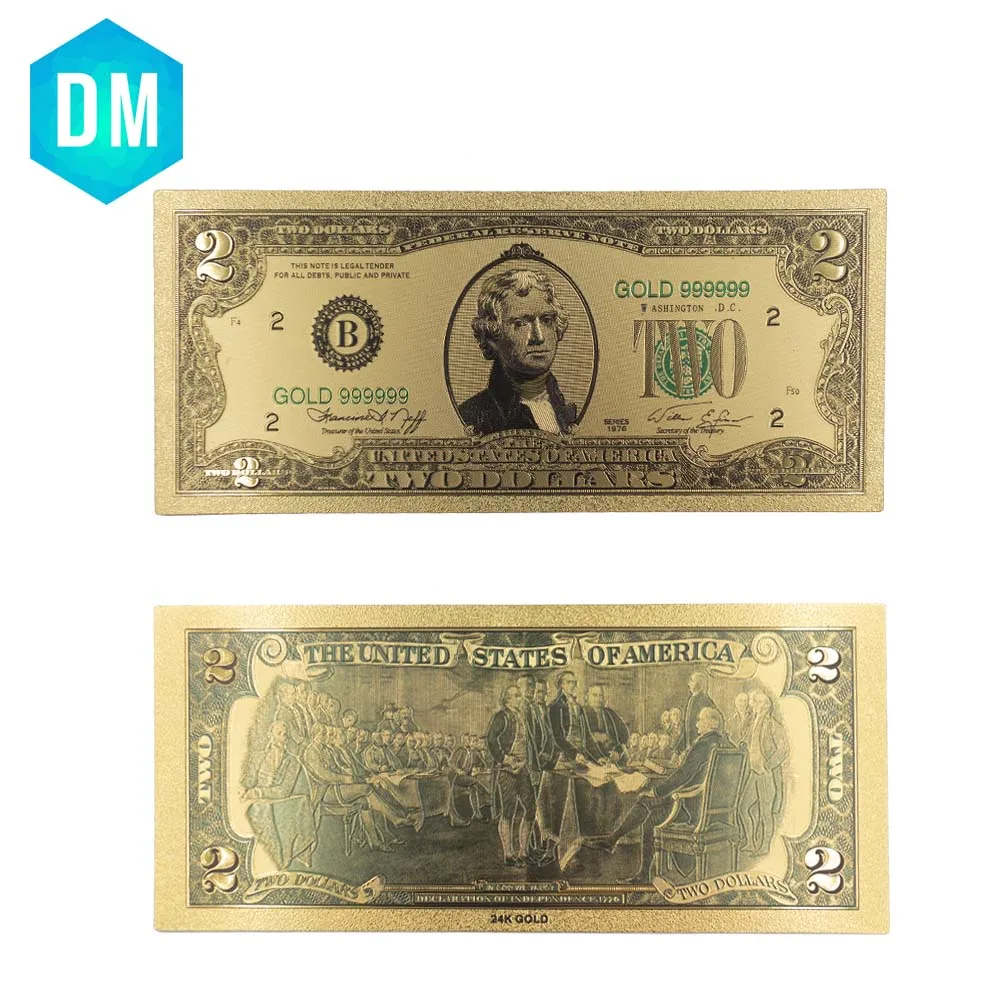 Hot Sale Colored USA Gold Banknote 2 Dollar Banknotes Replica Money Bills Gold Plated Business Gift Collection
Hot Sale Colored USA Gold Banknote 2 Dollar Banknotes Replica Money Bills Gold Plated Business Gift Collection