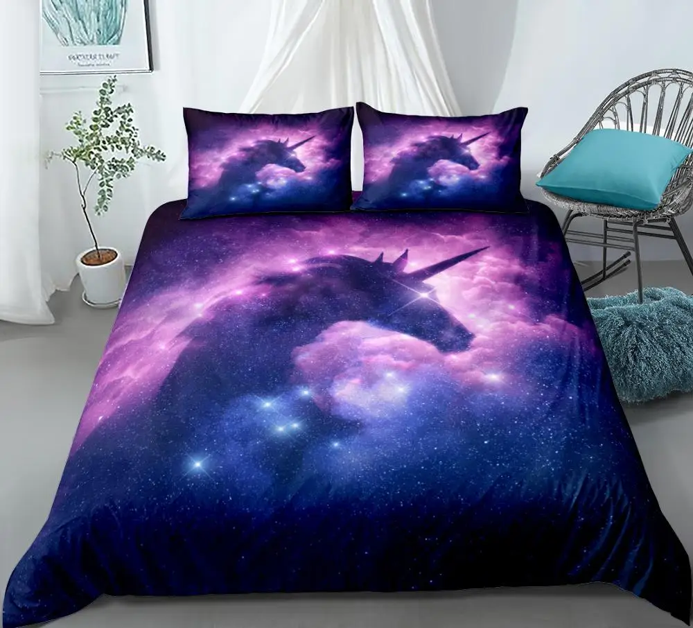 Galaxy Unicorn Bedding Set Purple Space Duvet Cover Set Magical Starry Sky Unicorn for Girls Bedspread 3 Pieces
Galaxy Unicorn Bedding Set Purple Space Duvet Cover Set Magical Starry Sky Unicorn for Girls Bedspread 3 Pieces