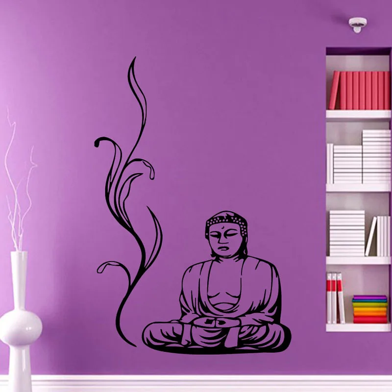 

ZOOYOO Buddha Wall Stickers Yoga Pose Meditation Relax Floral Wall Decals DIY Removable Home Decor Vinyl Sticker