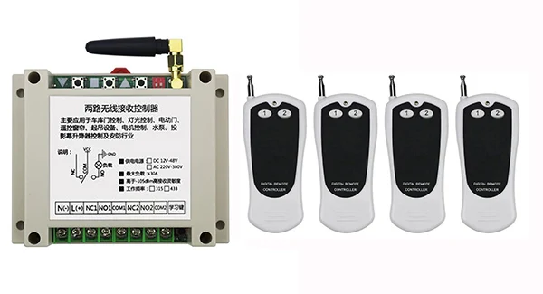 DC12V 24V 36V 48V 2CH 500 м длинный диапазон RF Беспроводной переключатель системы дистанционного управления передатчик + приемник, 315/433 МГц/лампа/окна
DC12V 24V 36V 48V 2CH 500 м длинный диапазон RF Беспроводной переключатель системы дистанционного управления передатчик + приемник, 315/433 МГц/лампа/окна