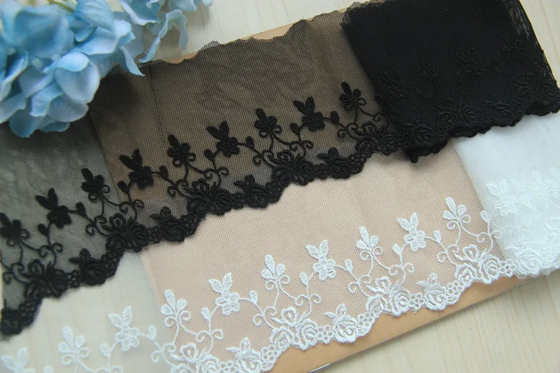 10 yards 9cm 3.54" wide ivory/beige/black tulle gauze mesh cotton embroidered lace trim ribbon clothes doll fabric M25F175
10 yards 9cm 3.54" wide ivory/beige/black tulle gauze mesh cotton embroidered lace trim ribbon clothes doll fabric M25F175