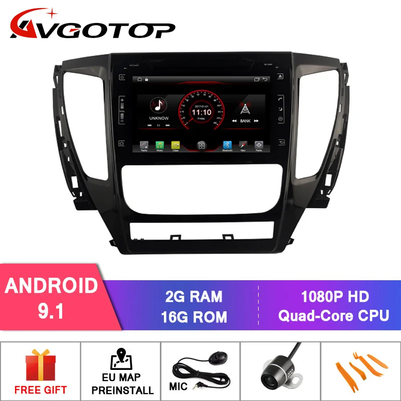 AVGOTOP Android 9 Wince автомобильный проигрыватель с радио и GPS для MITSUBISHI PAJERO 2017 2G 16G