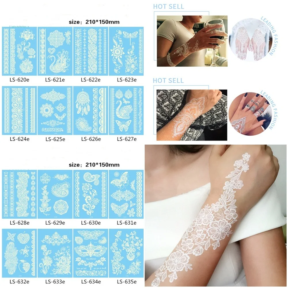8pcs Waterproof Temporary Tattoos White Tatoo Hand Arm Flower Fake Tattoo Sticker For Women Lace Bracelet Tattoo Wedding Makeup
8pcs Waterproof Temporary Tattoos White Tatoo Hand Arm Flower Fake Tattoo Sticker For Women Lace Bracelet Tattoo Wedding Makeup