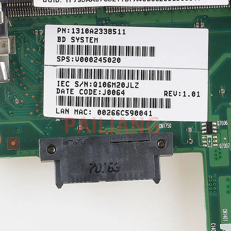 Материнская плата PAILIANG для ноутбука Toshiba L630 L635 материнская ПК V000245020 полностью