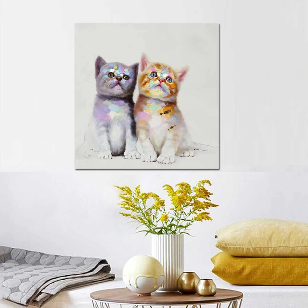 Hand Painted Cartoon Wall Picture Lover Cats Oil Canvas Painting Two Cats Canvas Wall PictureChildren's Room Home Art Wall Decor
Hand Painted Cartoon Wall Picture Lover Cats Oil Canvas Painting Two Cats Canvas Wall PictureChildren's Room Home Art Wall Decor