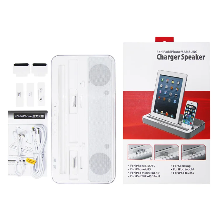 Silver For Apple iPhone5S 6/IPAD4 Samsung LG HTC Desktop Sync Charger Dock Mount Charger Speaker
Silver For Apple iPhone5S 6/IPAD4 Samsung LG HTC Desktop Sync Charger Dock Mount Charger Speaker