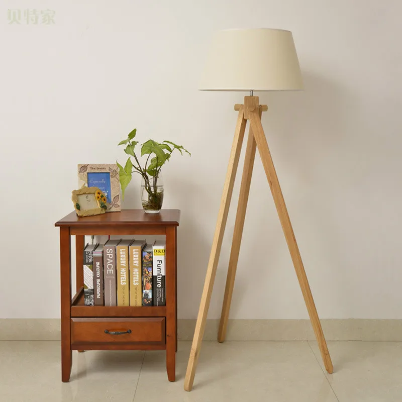 

Vintage Cottage Handmade Original Wood Fabric Led E27 Fllor Lamp For Living Room Study Bedroom Deco H 156cm 1775