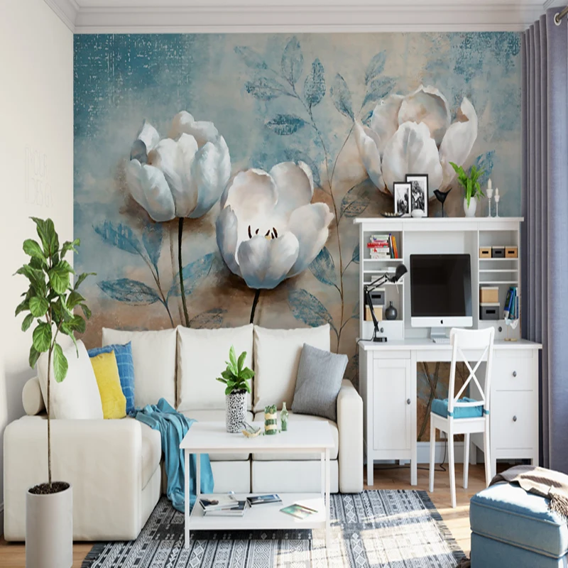 Photo 3D Mural Wallpapers European Style 3D Retro Relief Hand-Painted White Flowers Wall Papers for Living room Non-Woven Murals
Photo 3D Mural Wallpapers European Style 3D Retro Relief Hand-Painted White Flowers Wall Papers for Living room Non-Woven Murals