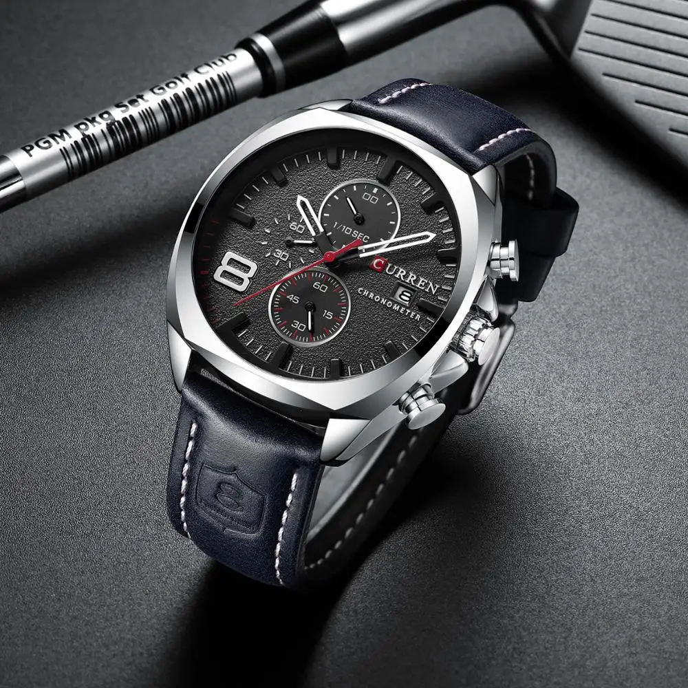 CURREN Hot Sale Sport Men Watch Date Display Silver Black 3 Dial Analog Wristwatch Clock Leather Strap Quartz Waterproof Watches
CURREN Hot Sale Sport Men Watch Date Display Silver Black 3 Dial Analog Wristwatch Clock Leather Strap Quartz Waterproof Watches