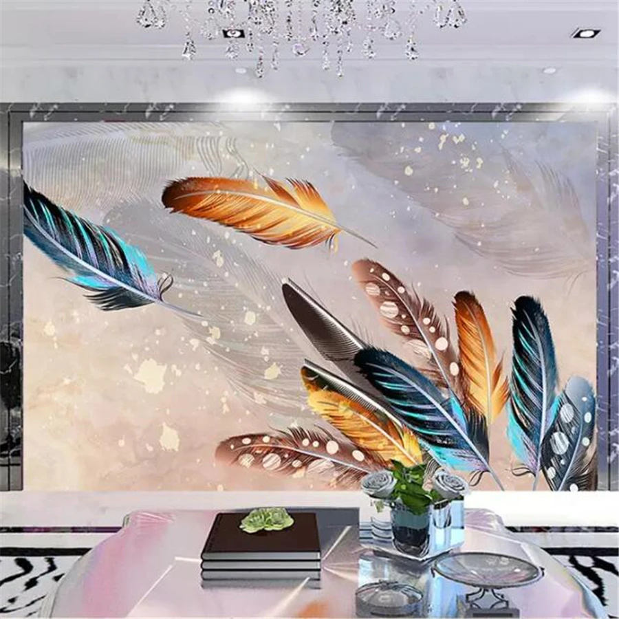 Beibehang Custom wallpaper 3d mural peacock feathers modern stylish European living room background wall paper papel de parede
Beibehang Custom wallpaper 3d mural peacock feathers modern stylish European living room background wall paper papel de parede