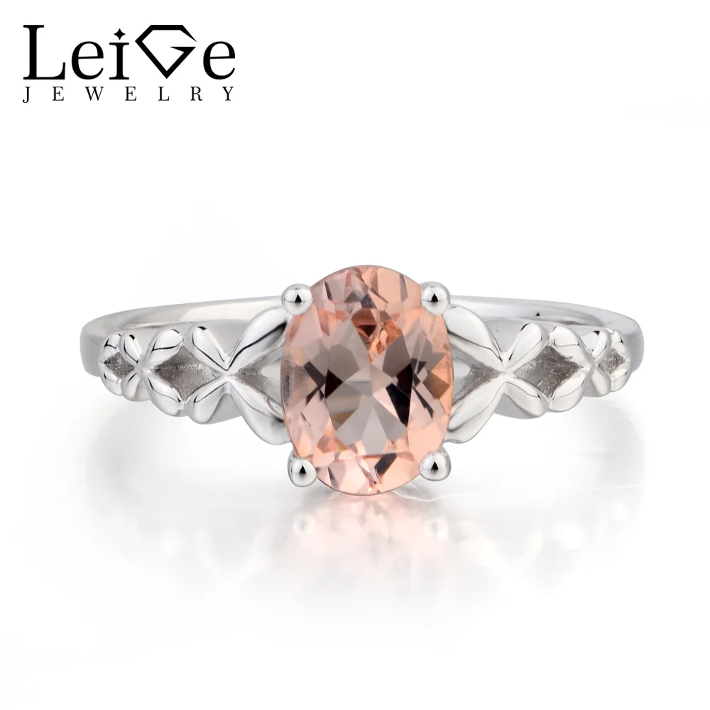 Leige Jewelry Engagement Ring Real Natural Pink Morganite Ring Oval Cut Gemstone Pink Gems 925 Sterling Silver Gifts for Women
Leige Jewelry Engagement Ring Real Natural Pink Morganite Ring Oval Cut Gemstone Pink Gems 925 Sterling Silver Gifts for Women