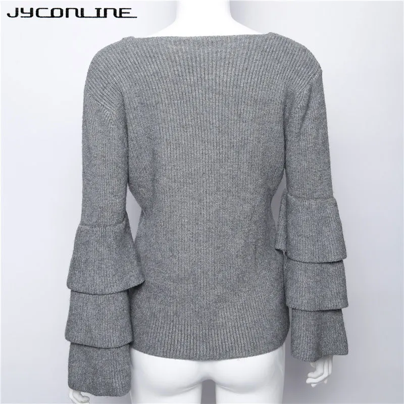 JYConline Flare Sleeve Knitted Sweater Pullover Female Casual V Neck Women Sweater Jumper Off Shoulder Sweater Women Knitwear
JYConline Flare Sleeve Knitted Sweater Pullover Female Casual V Neck Women Sweater Jumper Off Shoulder Sweater Women Knitwear