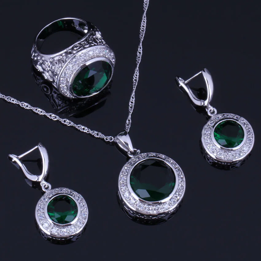 Excellent Round Green Cubic Zirconia White CZ Silver Plated Jewelry Sets Earrings Pendant Chain Ring V0988
Excellent Round Green Cubic Zirconia White CZ Silver Plated Jewelry Sets Earrings Pendant Chain Ring V0988